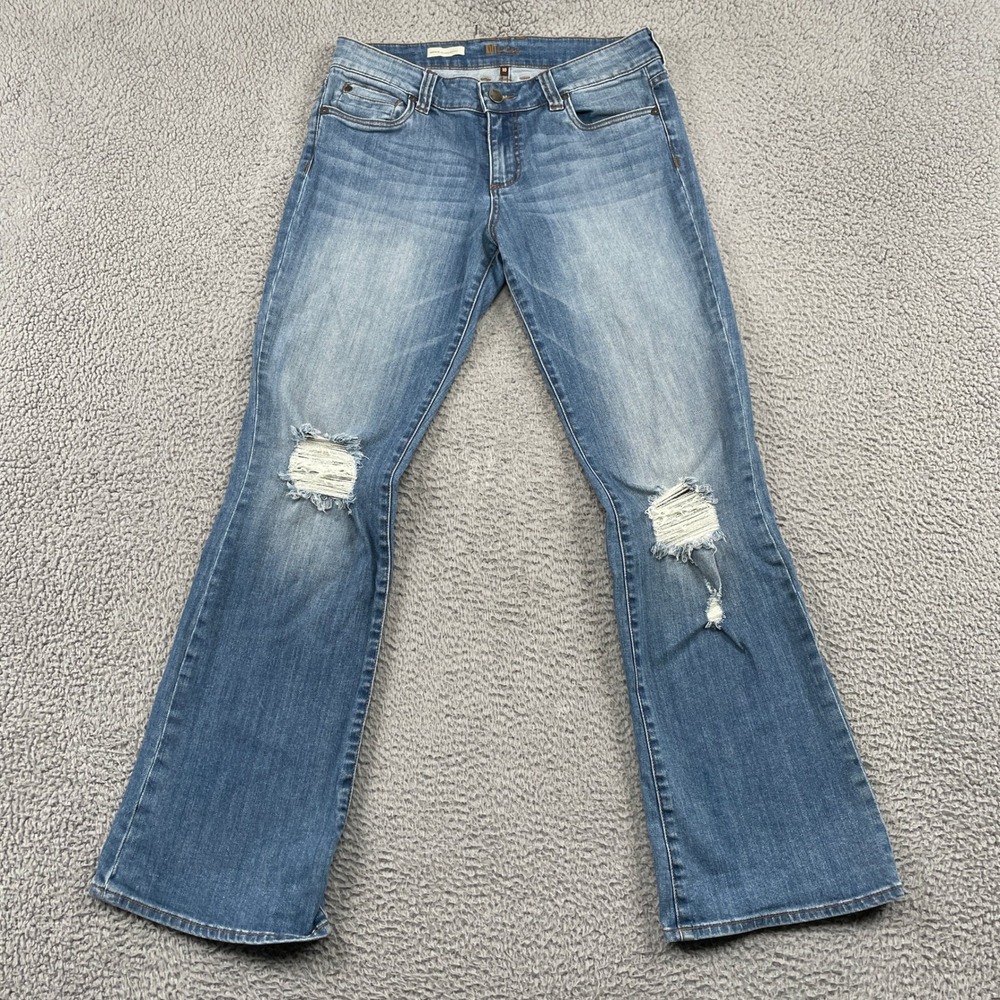 Kut from the Kloth Jeans Womens 10 Natalie High Rise Bootcut Distressed Denim